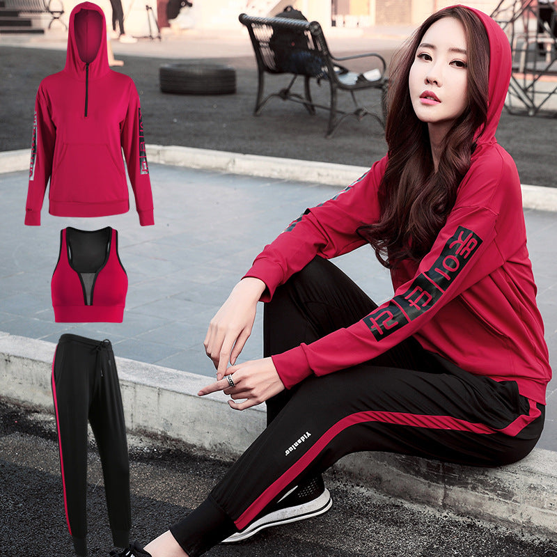 Women's Yoga Outfit Set - Long Sleeve Hoodie, Plus Size