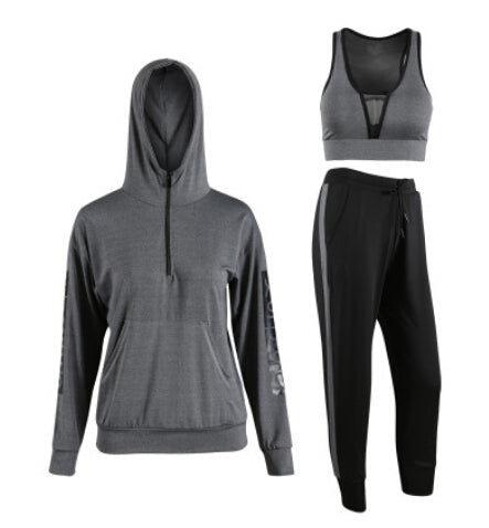 Women's Yoga Outfit Set - Long Sleeve Hoodie, Plus Size